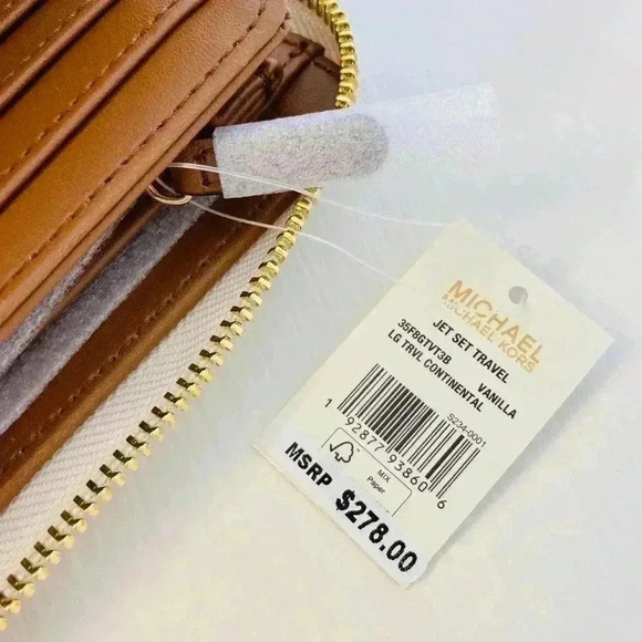 Michael Kors jet set large continental wallet vanilla new - Picture 4 of 5